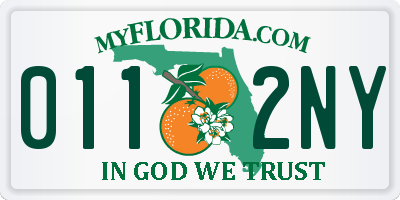 FL license plate 0112NY