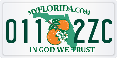 FL license plate 0112ZC