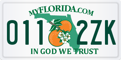 FL license plate 0112ZK