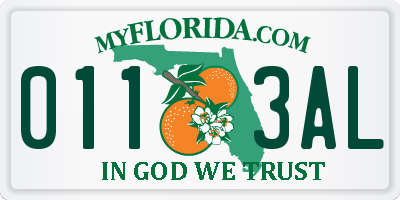 FL license plate 0113AL