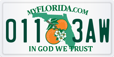 FL license plate 0113AW