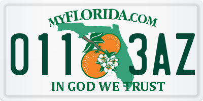 FL license plate 0113AZ