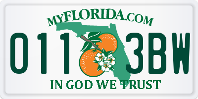 FL license plate 0113BW