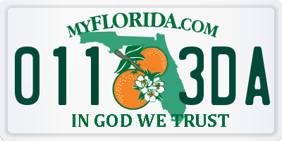 FL license plate 0113DA