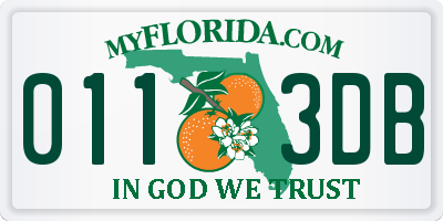FL license plate 0113DB