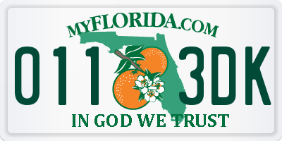 FL license plate 0113DK