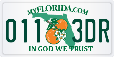 FL license plate 0113DR
