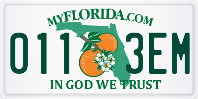 FL license plate 0113EM