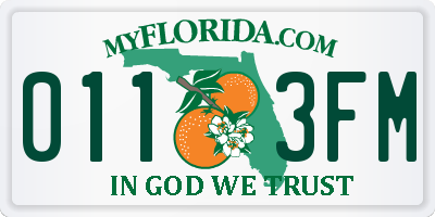 FL license plate 0113FM