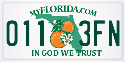 FL license plate 0113FN