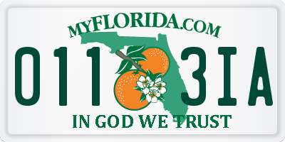 FL license plate 0113IA