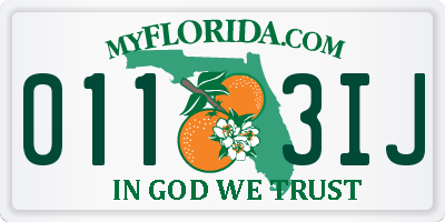 FL license plate 0113IJ