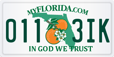FL license plate 0113IK