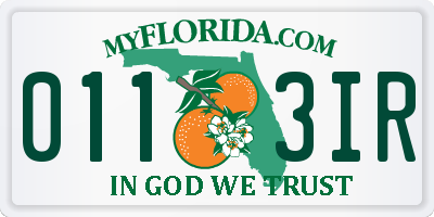 FL license plate 0113IR