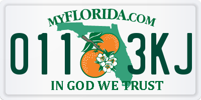 FL license plate 0113KJ
