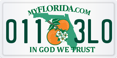FL license plate 0113LO