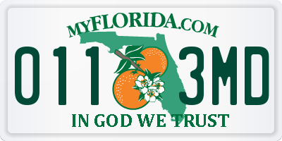 FL license plate 0113MD