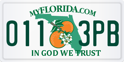 FL license plate 0113PB