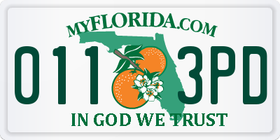 FL license plate 0113PD