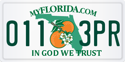 FL license plate 0113PR