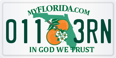 FL license plate 0113RN