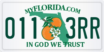 FL license plate 0113RR