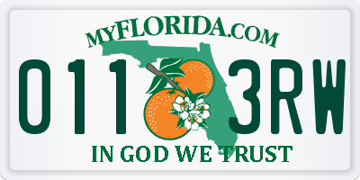 FL license plate 0113RW