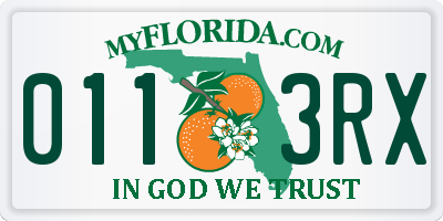 FL license plate 0113RX