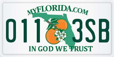FL license plate 0113SB