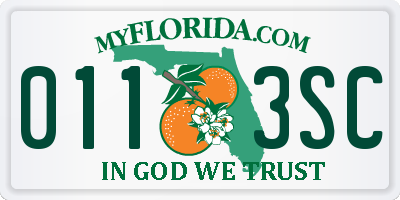 FL license plate 0113SC