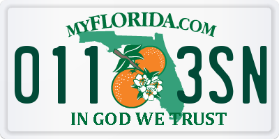 FL license plate 0113SN