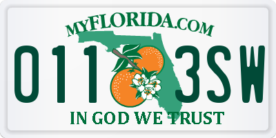 FL license plate 0113SW