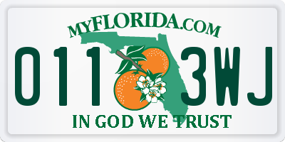 FL license plate 0113WJ