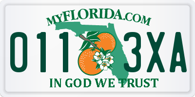 FL license plate 0113XA