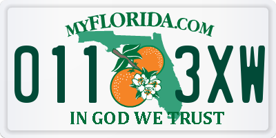 FL license plate 0113XW