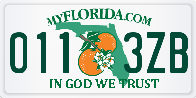FL license plate 0113ZB