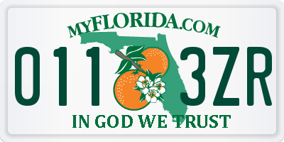 FL license plate 0113ZR