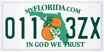 FL license plate 0113ZX