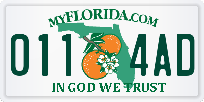 FL license plate 0114AD