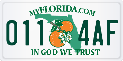 FL license plate 0114AF