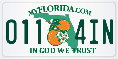FL license plate 0114IN
