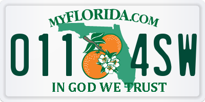 FL license plate 0114SW