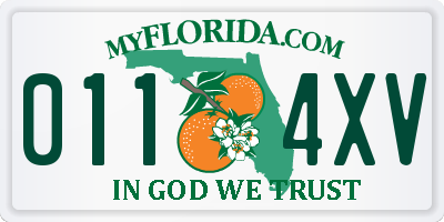 FL license plate 0114XV