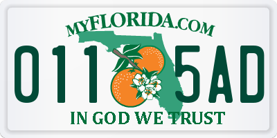 FL license plate 0115AD