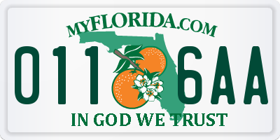 FL license plate 0116AA