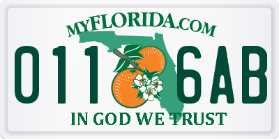 FL license plate 0116AB
