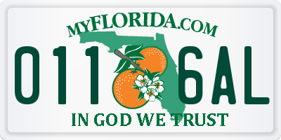 FL license plate 0116AL