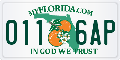 FL license plate 0116AP