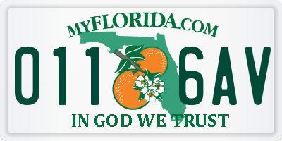 FL license plate 0116AV