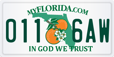 FL license plate 0116AW